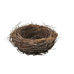 bird nest on white background render ultra realistic