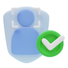 3D Icon User Icon ID check Approve Sign. User Authentication. 3D Icon for Website or App