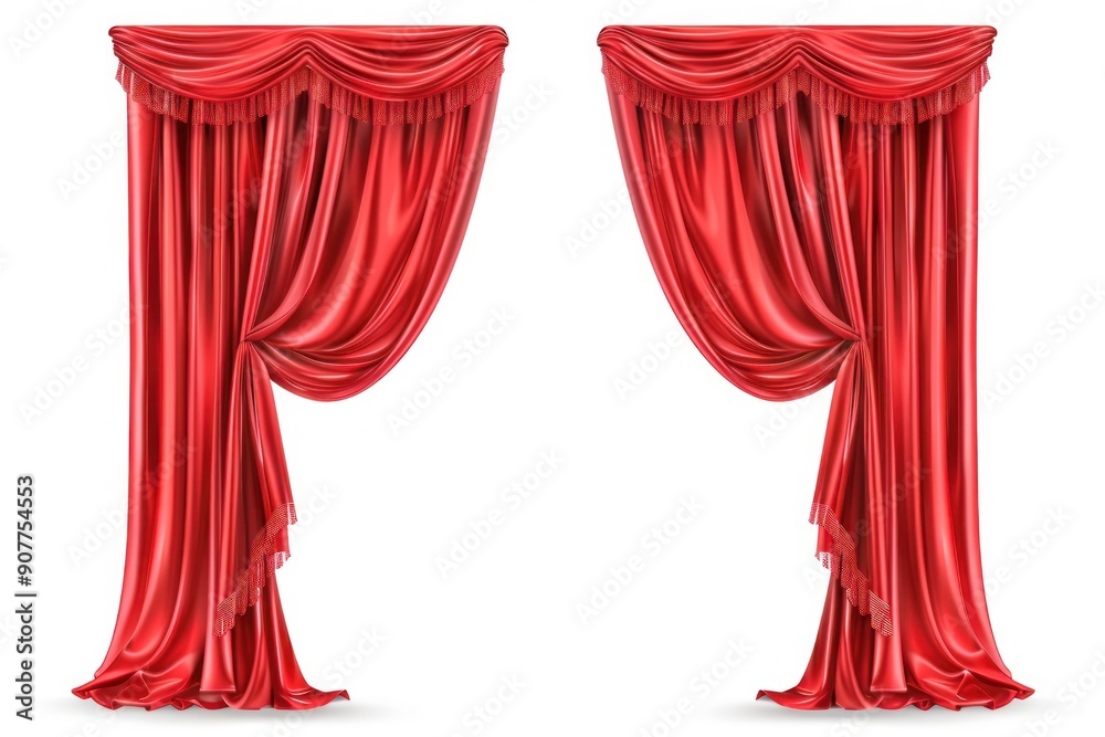 Wall mural Vector illustration of Red curtains stage clothing apparel.