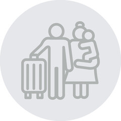 Family Travel Vector Line Grey Circle Grey