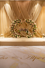 Elegant Wedding Stage Decoration with Flowers

