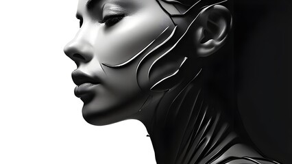 Beautiful attractive black and white woman model with Cosmetic surgery