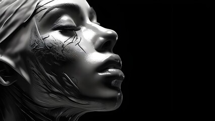 Beautiful attractive black and white woman model with Cosmetic surgery