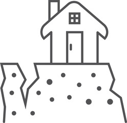 Earthquake line icon. Street ground surface crack