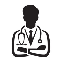 Doctor Icon with Stethoscope. Nurse logo, medical and health care hospital patient examination vector illustration