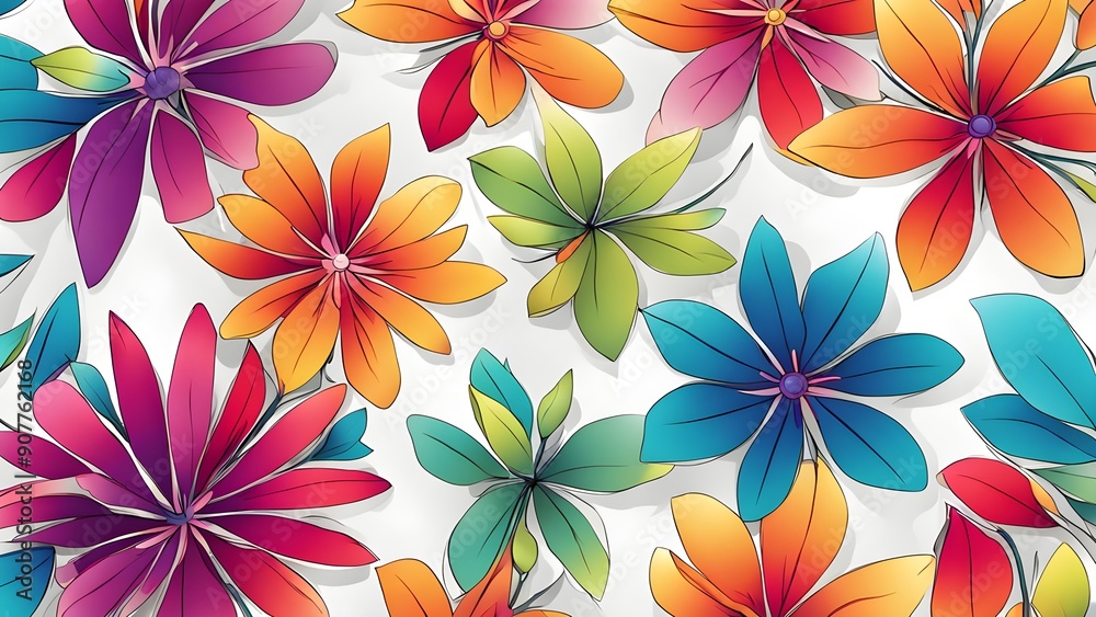 Wall mural beautiful modern colorful flower design