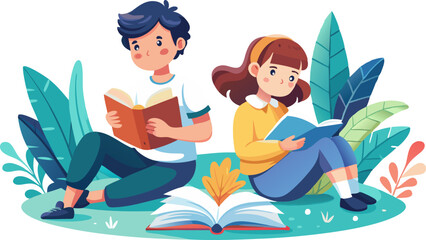 students group happy people learning language Education  Artwork isolated on white background