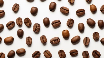 A group of coffee beans arranged in a geometric pattern