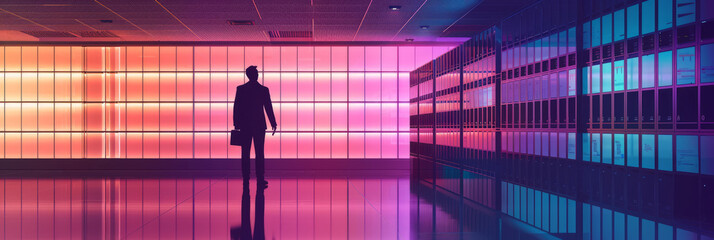 An office worker uses Document Vitalization technology to manage the physical location of documents in a large office building.