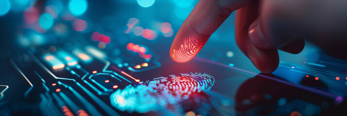 A close-up of a fingerprint scanner unlocking access to a secure digital document vault.