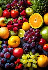 vibrant display fresh seasonal fruits vegetables colorful arrangement showcasing bounty diversity, produce, harvest, food, colors, organic, ripe, healthy