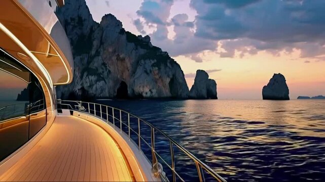 Luxury yacht by Faraglioni di Capri hd video 4k clip 