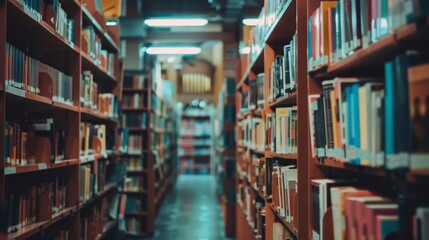 Bookshelf in a Library.