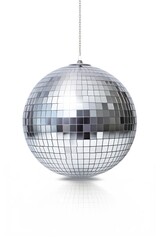 Mirror disco ball sphere white background celebration.
