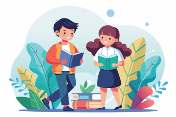 students group happy people learning language Education  Artwork isolated on white background