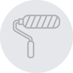 Paint Roller Vector Line Grey Circle Grey