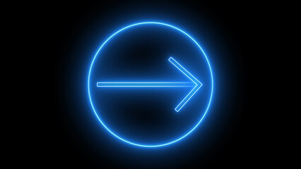 neon blue arrow on a black background. Trending image for your design or presentation. 3d illustration