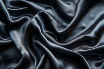 Fototapeta premium Textured Fabric, Digital Rendering, Clothing Material, Dark Gray, Shiny Surface, Seamless Background, Soft Squiggle Pattern, Fashion Accessory, Luxurious Look
