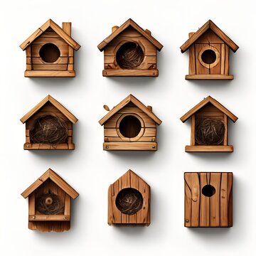 wooden bird house with birds