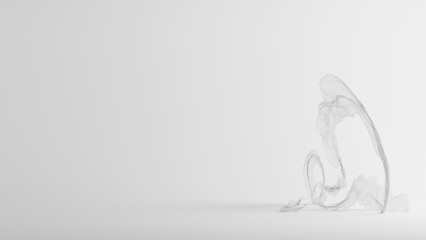 Abstract 3D wireframe sculpture on white background,3d render
