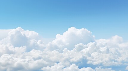 A serene blue sky with puffy cumulus clouds
