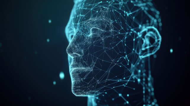 A futuristic low poly wireframe conceptual image representing machine learning and artificial intelligence technologies.