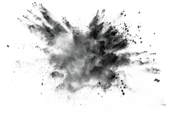 Black chalk pieces and powder flying, explosion effect