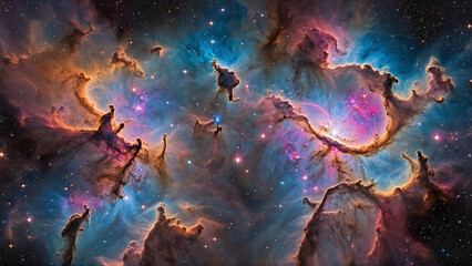 Stunning vibrant cosmos and nebula in infinite universe