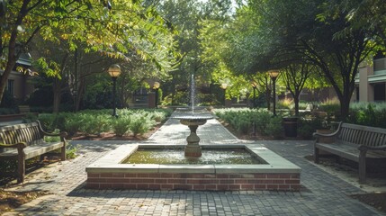 Tranquil Courtyard Fountain.