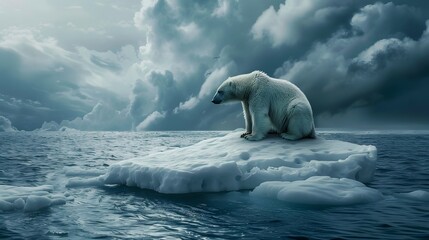 Naklejka premium Polar bear on a melting ice float