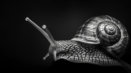 Black and White Snail Head Portrait. Generative AI