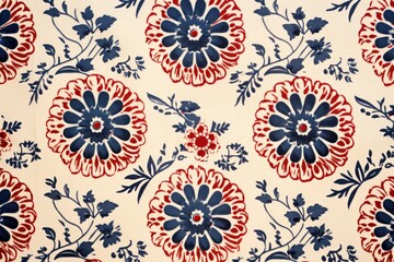 Top view photo of a block print pattern embroidery graphics art.