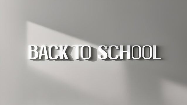 Stylish monochrome image Back to School text in black and white, with soft shadows. For creating sleek and modern educational content, website headers, and back-to-school promotions.