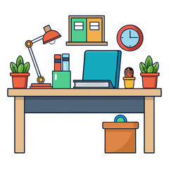 Corporate desk art vector illustration