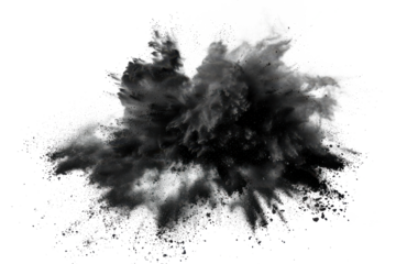 Black chalk pieces and powder flying, explosion effect