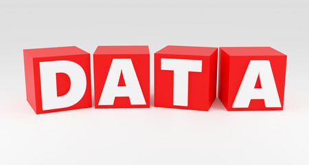 Luxury red inscription data on grey podium, soft light, smooth background, 3d rendering