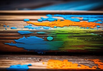 Fototapeta premium vibrant colors textures displayed natural wood surface creating stunning visual contrast, backdrop, beauty, design, nature, aesthetic, composition, pattern