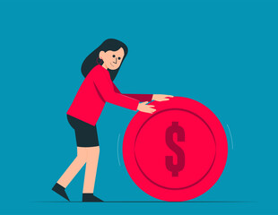 Money increasing and financial success concept illustration. Collections of successfully rich character managing finance, savings and investments