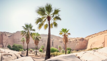 Silent Witnesses Palm trees shading ancient petroglyphs, preserving stories from centuries past.