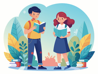 students group happy people learning language Education  Artwork isolated on white background