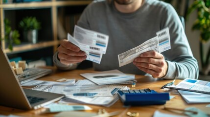 Man organizing his bills