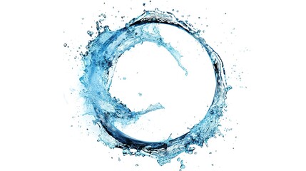 Dynamic Water Splash Forming a Circle on White Background: Capturing the Essence of Fluid Motion