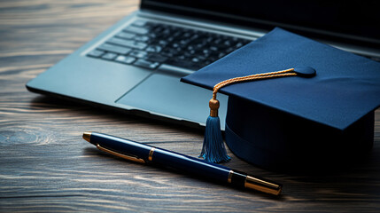 graduate in cap and gown, graduation cap and diploma
