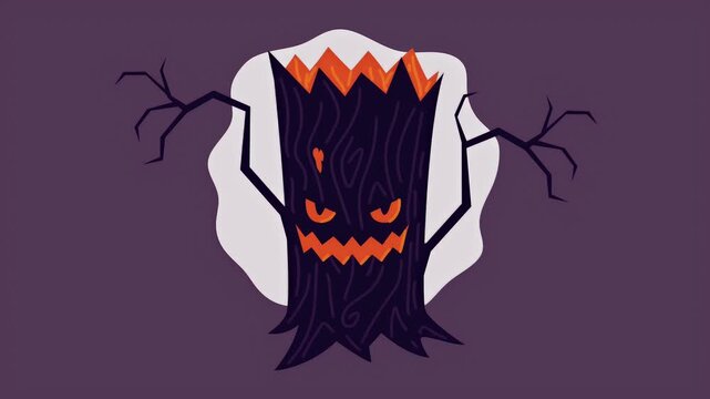 Happy halloween animation with haunted tree