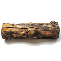 a wooden log on a white background.
