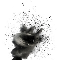 Raising scatter dark grey dust isolated on transparent background 