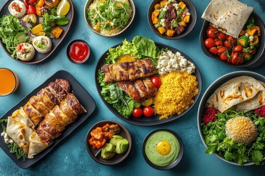 A social media ad for a restaurant, with mouthwatering food photos, vibrant color schemes, and enticing promotional offers