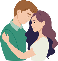 Obraz premium A couple shares a warm embrace, exchanging loving glances in a cozy home atmosphere during the evening.