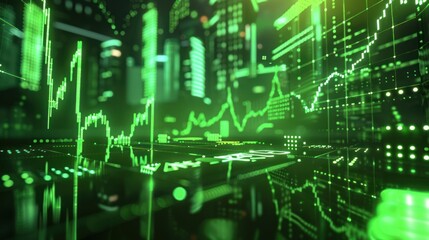 Fototapeta premium Green Digital Data and Charts