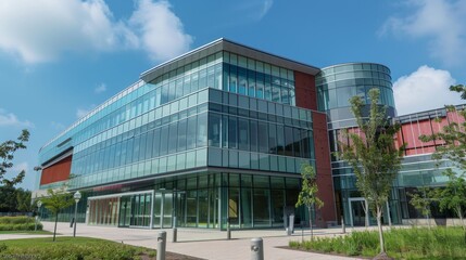 Modern Office Building with Glass Facade.